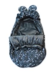 Baby Nellys nepromokavý fusak s oušky MIKI, fleece Velvet 90 x 50 cm - černá s hvězdami (1)