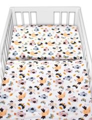 Baby Nellys 3-dílná sada, mantinel s povlečením  Ptáčci a Vážky - bílá, 120x90 cm (2)