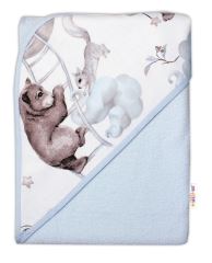 6-ti dílná výhod. sada s dárkem pro miminko Baby Nellys, 120x90 Zvířátka na mráčku, modrá (1)