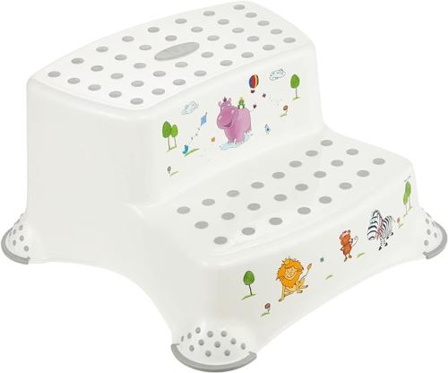 Stolička - schůdky s protiskluzovou funkcí - Hippo - bílá (692175)