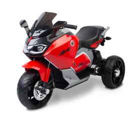 Elektrická tříkolová motorka pro děti TOYZ – 2 motory, LED, USB, červená