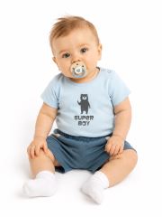 Mamatti Kojenecké body krátký rukáv Bear - mátová