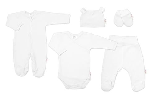Praktická 5-dílná žebrovaná soupravička do porodnice Baby Nellys BOY, bílá