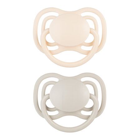Dudlík Dental Air 0–6 m symetrický silikonový 2 ks – ortodontický,  béžový