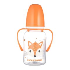Kojenecká láhev s úchyty Cute Animals 120 ml – silikonová savička, oranž