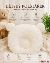 Mušelínový tvarovaný polštářek Zlaté tečky, béžová (3)