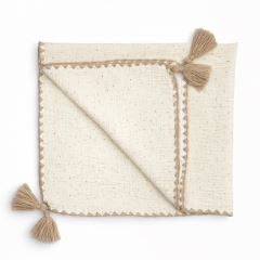 Mušelínová dětská deka 75 × 90 cm, s bambulkami, bavlněná pro miminko - Zlaté tečky