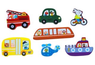 2Kids Toys Dřevěné puzzle Dopravní prostředky propojitelné (3)