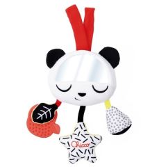 Senzorická závěska Panda do kočárku s kousátkem a zrcátkem, Montessori