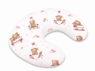 Kojící polštář/podkova, bavlna, Medvídci, růžový, ergonomický polštář pro kojení