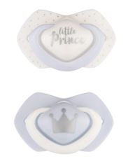 Canpol Babies 2 ks symetrických silikonových dudlíků, 6-18m+, Little prince, modré (1)