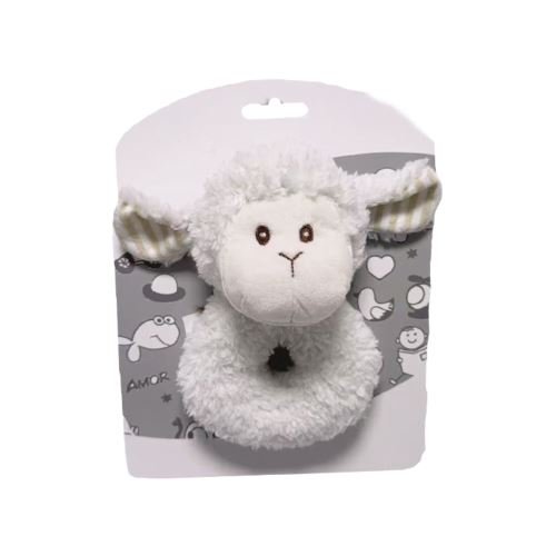 Plyšové chrastítko Ovečka - smetanově bílá