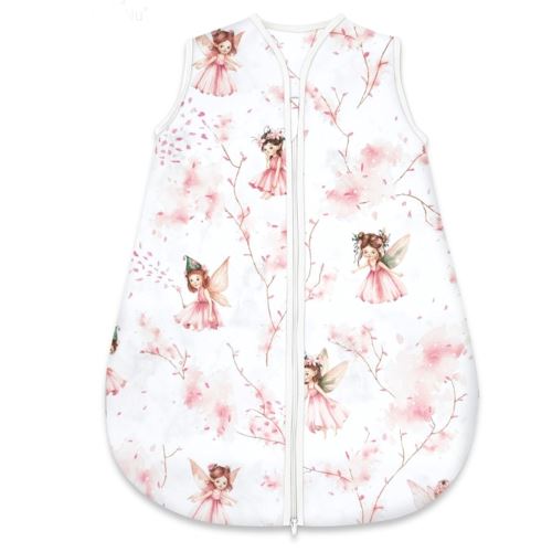 Spací vak, bavlna, celoroční na zip 74 cm, Elfí víla - bílá/růžová