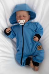 Teplákový overal s kapsičkou a kapucí BOY, Baby Nellys, modrý (4)
