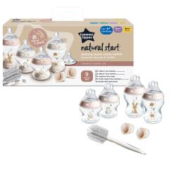 Startovací sada lahviček Natural Start 6 ks + dudlíky + kartáč, růžová