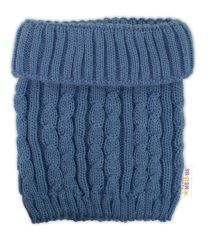 Zimní čepice s bambulí + komínek Baby Nellys - modrá, jeans, vel. 48-52cm (4)
