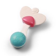 Chrastítko, kousátko pro miminko s kuličkama, Tulipán - pastel