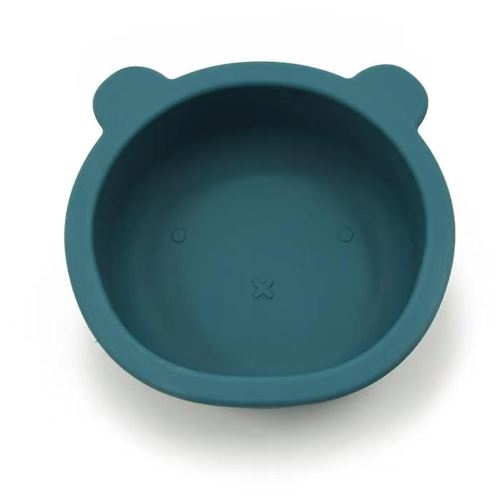 Silikonová miska s přísavkou Medvídek, průměr 12 cm - tyrkysová