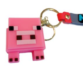 Dětská klíčenka Minecraft Prase s poutkem a karabinou (1)