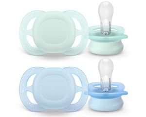 Philips Avent Dudlík Ultra Start 0–2m – 2 ks se sterilizačním pouzdrem, blue