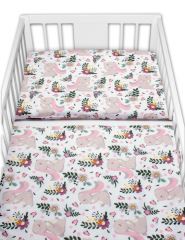Baby Nellys 2-dílné bavlněné povlečení Králíček na louce - růžová, bílá