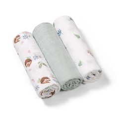 Mušelínové plenky BabyOno, Super Soft mátové 100% bavlna, 3 ks x 70x70cm, Ježek