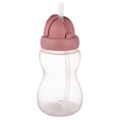 Láhev na pití s trubičkou 270 ml, dětská láhev se skládací silikonovou slámkou, pink