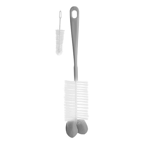 Kartáč na lahve a dudlíky sada 2 ks bez BPA ergonomický, šedý