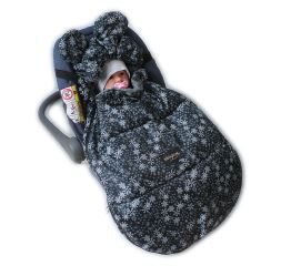 Baby Nellys nepromokavý fusak s oušky MIKI, fleece Velvet 90 x 50 cm - černá s hvězdami (2)