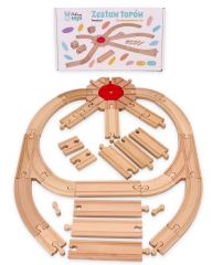 Dřevěná sada kolejnic, 37 dílů – Adam Toys (1)