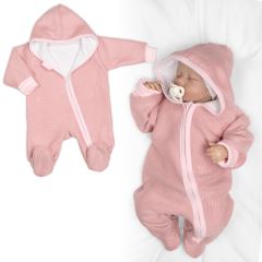 Pletený overal s kapucí, CUTE - pudrově růžový Pletený overal s kapucí, CUTE - pudrově růžový