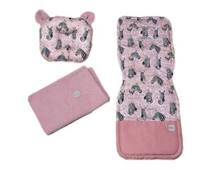 2-dílná sada do kočárku + dečka, Vafel + bavlna PREMIUM, Zebra (1)