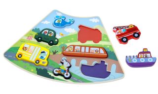 2Kids Toys Dřevěné puzzle Dopravní prostředky propojitelné (2)