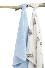 Mušelínové pleny krešované 60×75 cm Teddy Blue – sada 2 ks (1)