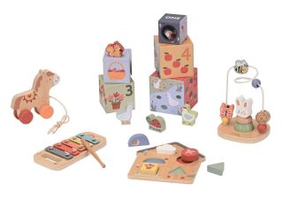 Dřevěná Montessori sada 5v1 Hraj a uč se, Lelin