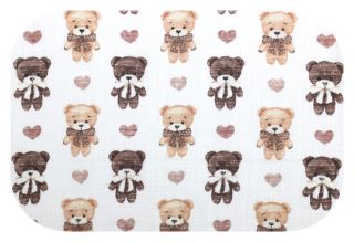 Tetrová plenka 70×80 cm Basic, 100% bavlna,  Teddy Love, béžový - 1ks (1)