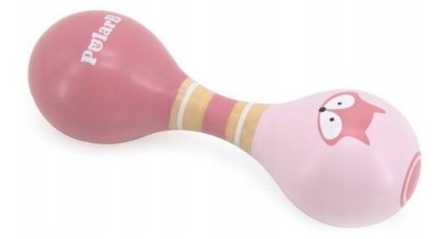 Viga Toys Dřevěná dvojitá rumba koule,  Liška - růžová
