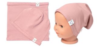 Čepice s nákrčníkem bavlna, Little Bear, Baby Nellys, pudrová (5)