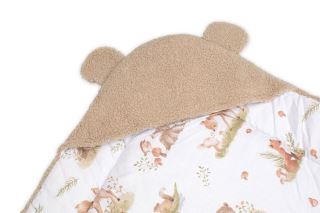 Beránková zavinovačka s kapucí bavlna/beránek, Teddy Boucle - Srnka, smetana (2)