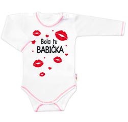 Body dlouhý rukáv s vtipným textem Baby Nellys, Bola tu BABIČKA