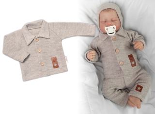Pletený svetřík s knoflíčky Boy, Baby Nellys, béžový (2)