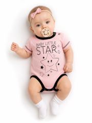 Body krátký rukáv Baby Nellys, Baby Little Star - růžové