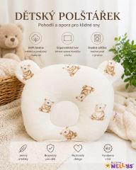 Mušelínový tvarovaný polštářek Medvídek, béžová (3)