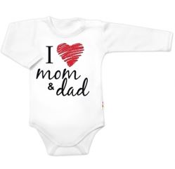 Body dlouhý rukáv Baby Nellys, I love mom &amp; dad, unisex