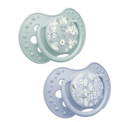 Dynamický dudlík 3–6 m, 2 ks, silikonový, symetrický, nenarušuje sací reflex, Blossom blue (2)