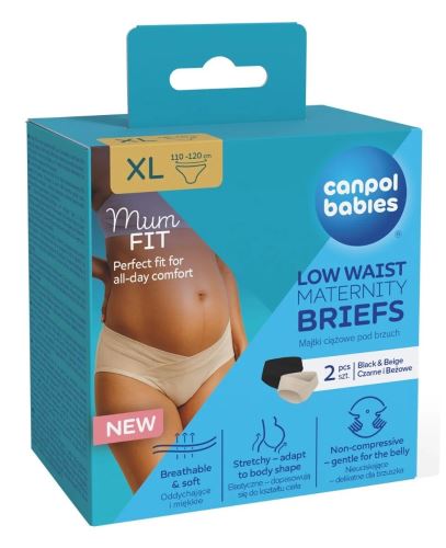 Kalhotky pro těhotné Canpol babies MumFit pohodlné 2 ks, černé, béžové - XL