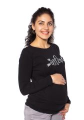 Be MaaMaa Těhotenské triko dlouhý rukáv In Love - černé (1)