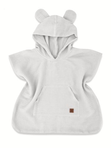Dětské mušelínové pončo lux s kapucí Teddy, rychleschnoucí, šedé