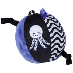 Edukační senzorický míček s rolničkou, 15 cm, modrá, černá