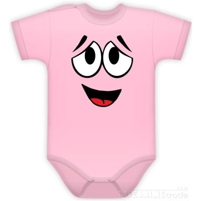 Baby Dejna Body kr. rukáv  s Tváří - sv. růžové, vel. 62 (58780)